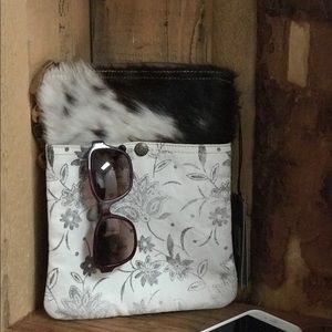 Myra Boho Chic crossbody bag purse Cowhide Canvas